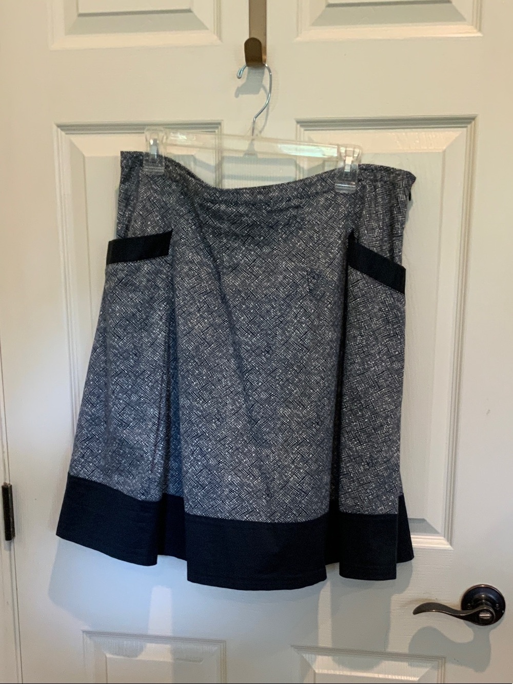 Classic A-Line Grey Knit Skirt with Black Trim
